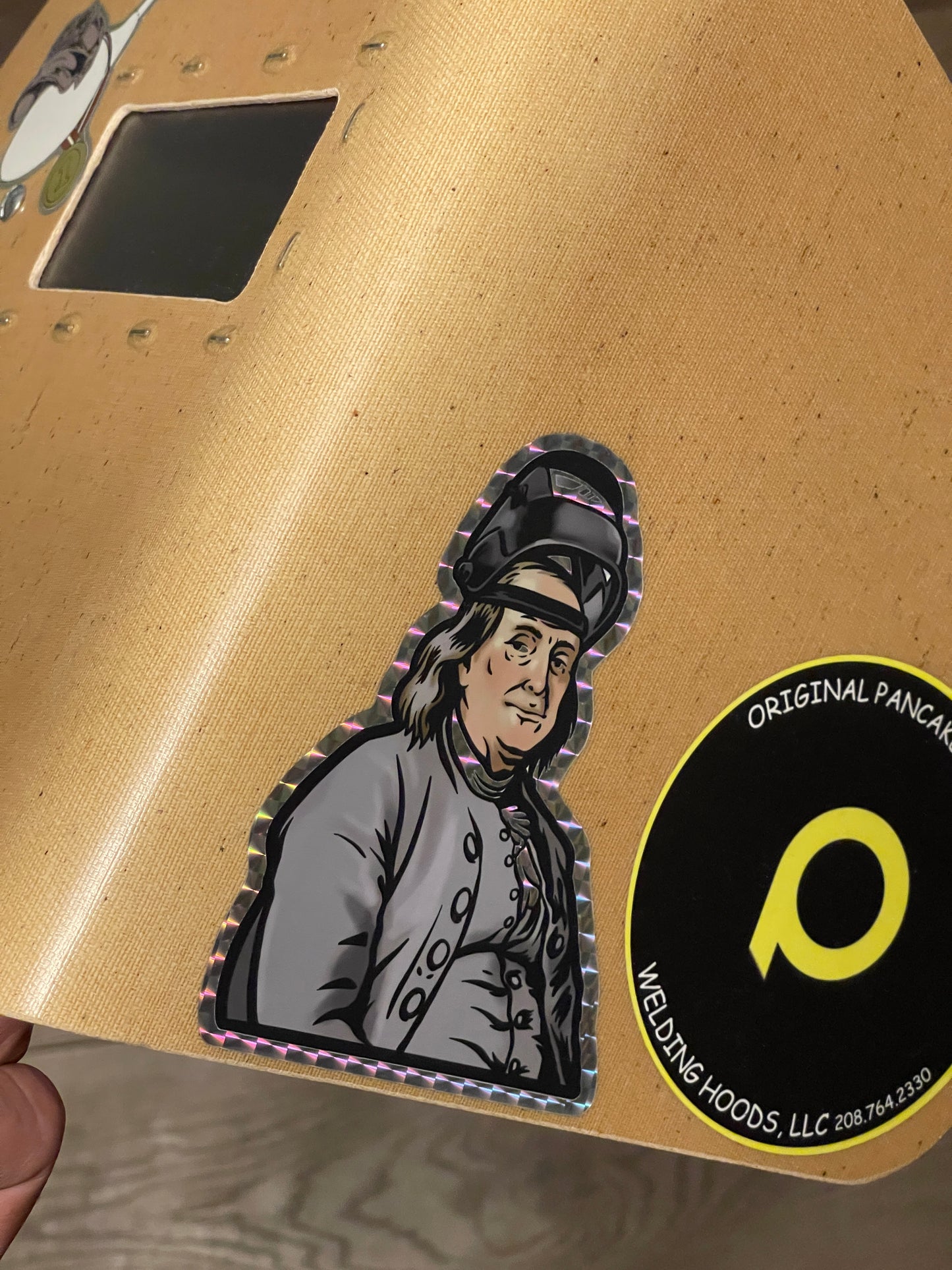 Prismatic Benjamin Franklin welding sticker