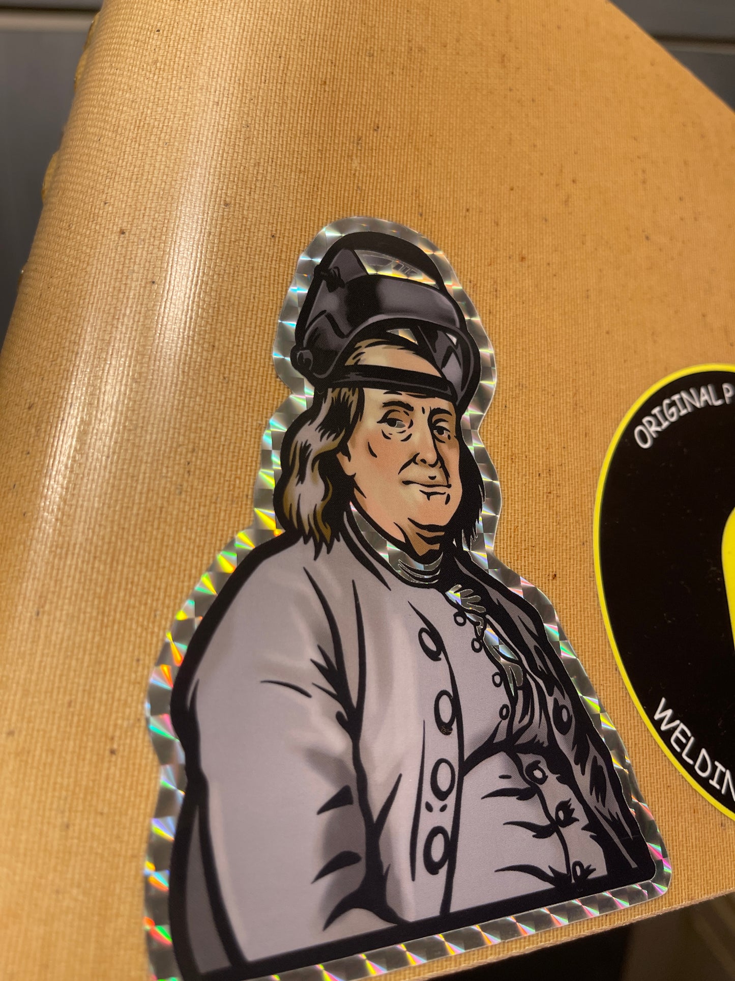 Prismatic Benjamin Franklin welding sticker