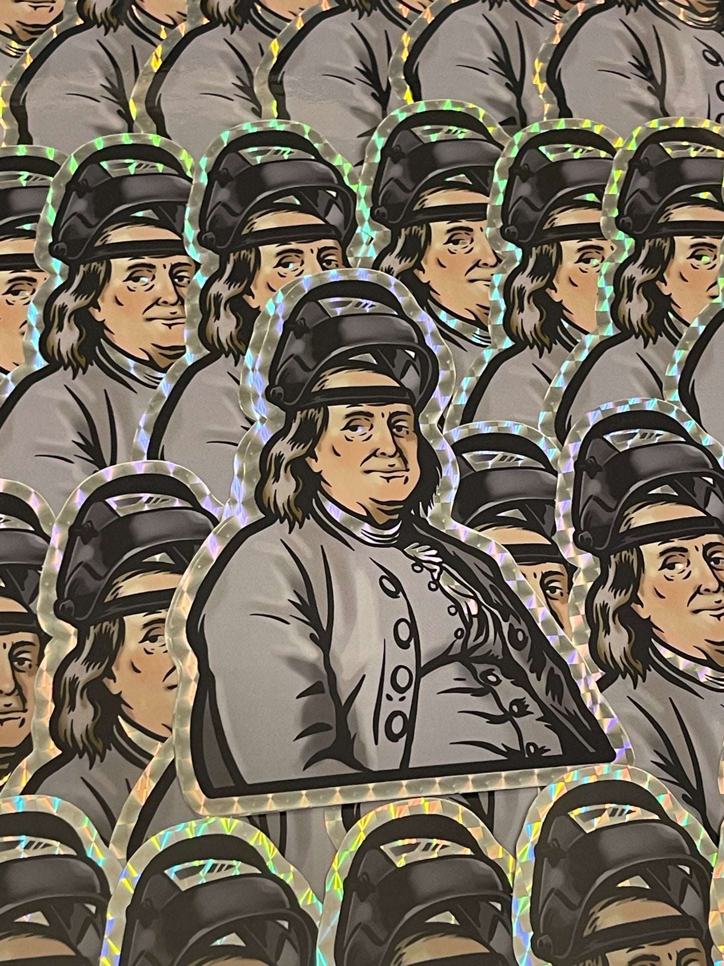 Prismatic Benjamin Franklin welding sticker