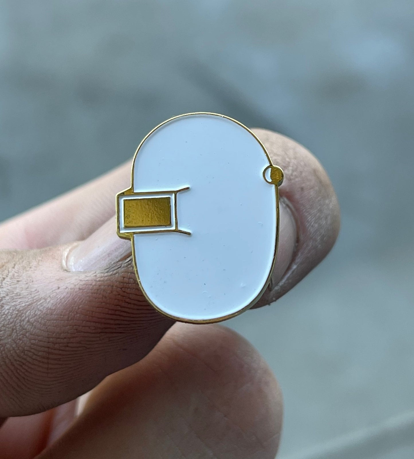 White and Gold Welding Hood Pin