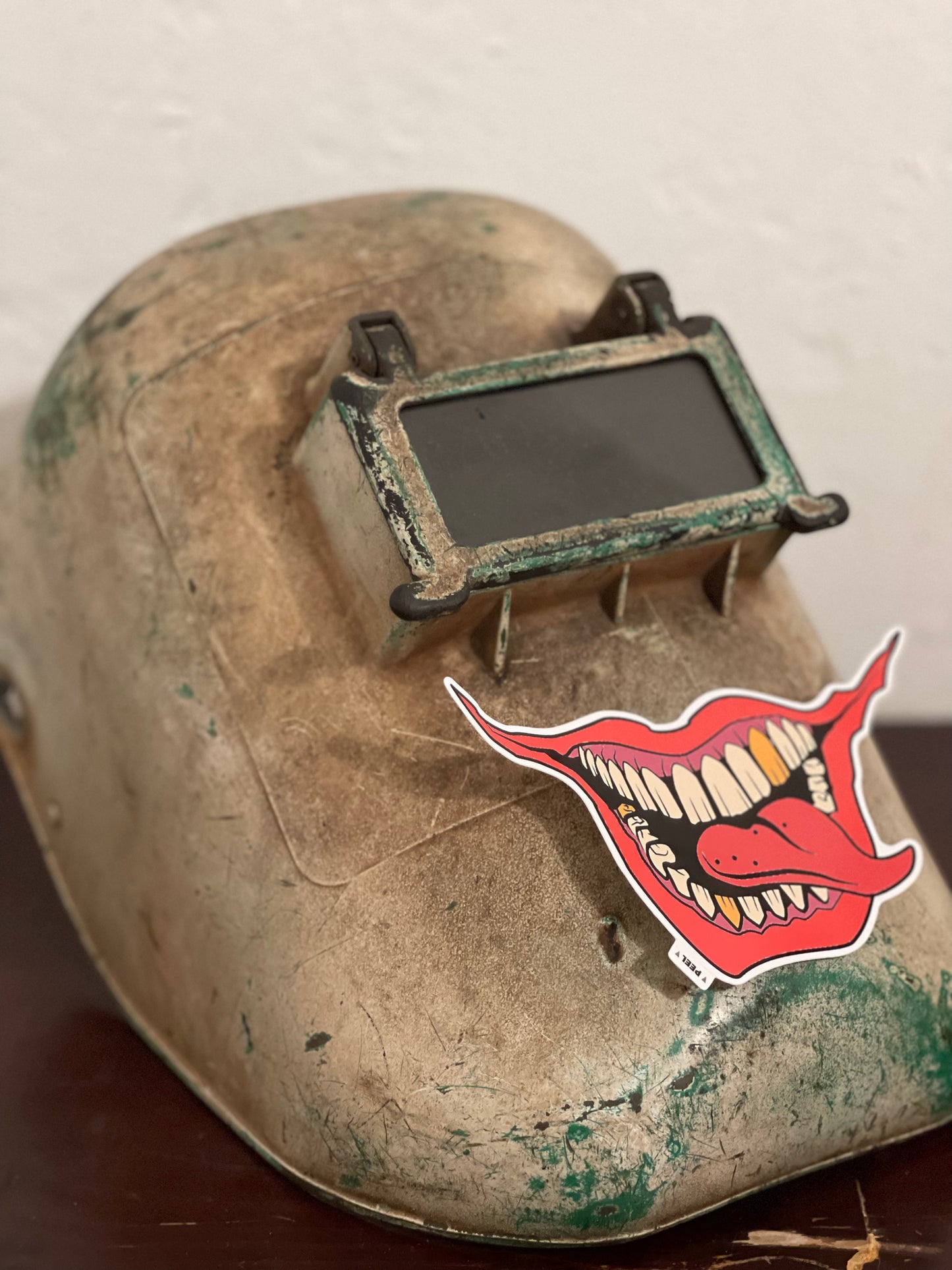 Welding sticker smiley tongue out