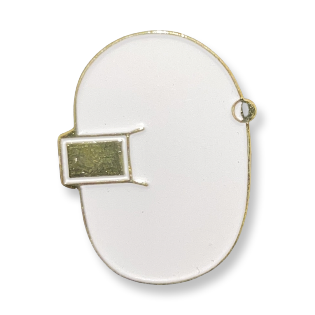 White and Gold Welding Hood Pin