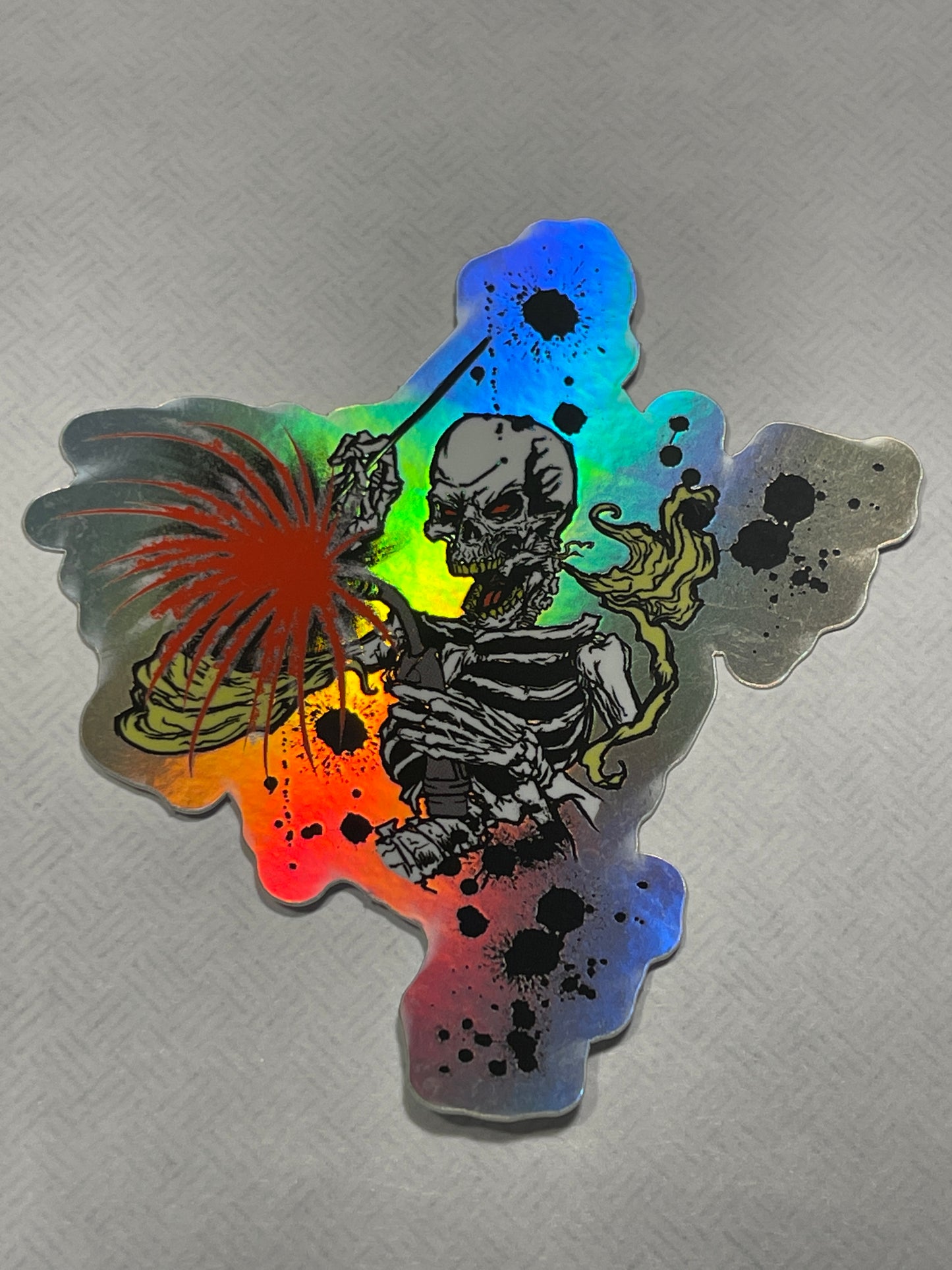 Holographic die cut skeleton welding sticker