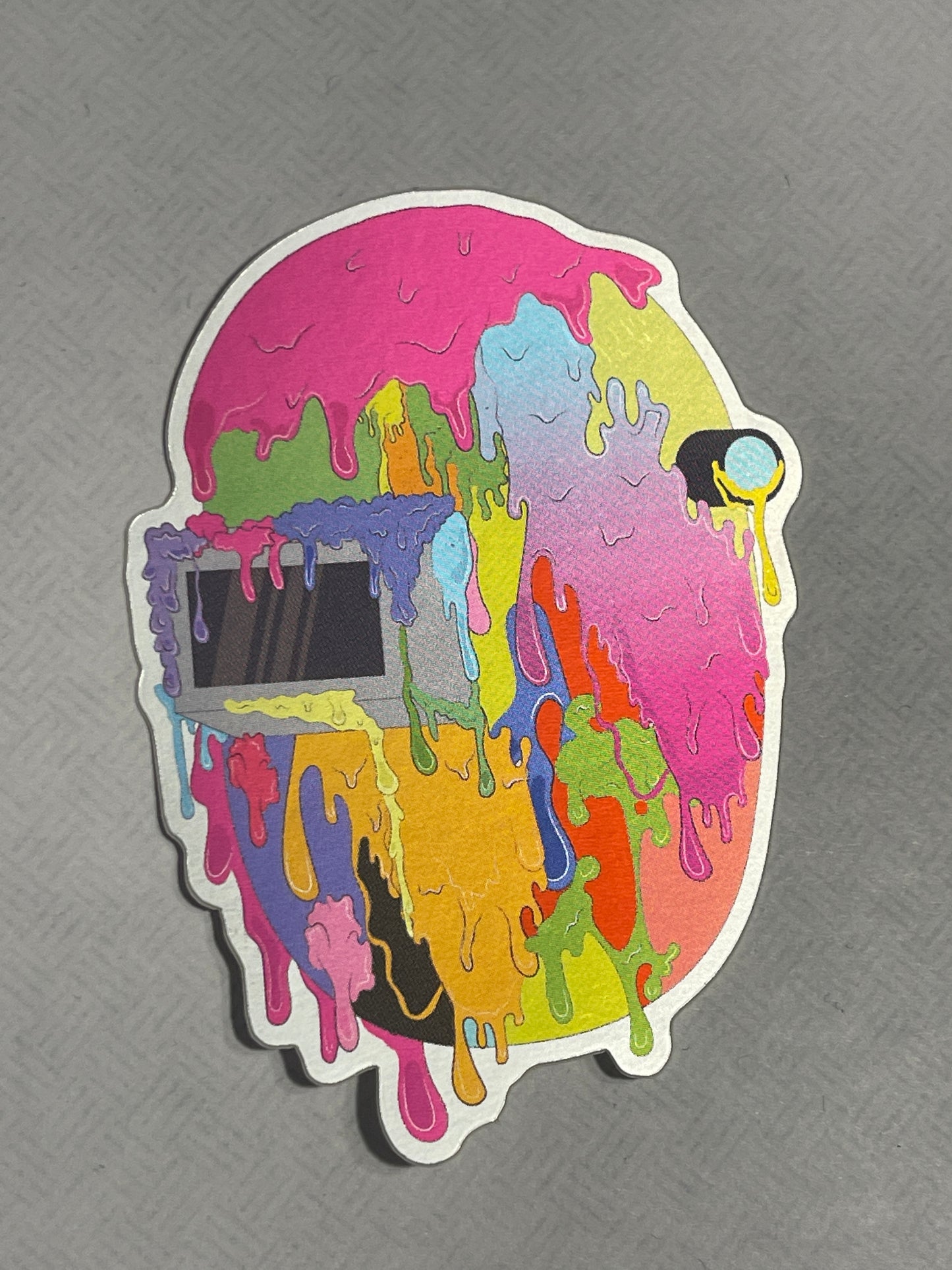 Oozing shiny welding hood sticker