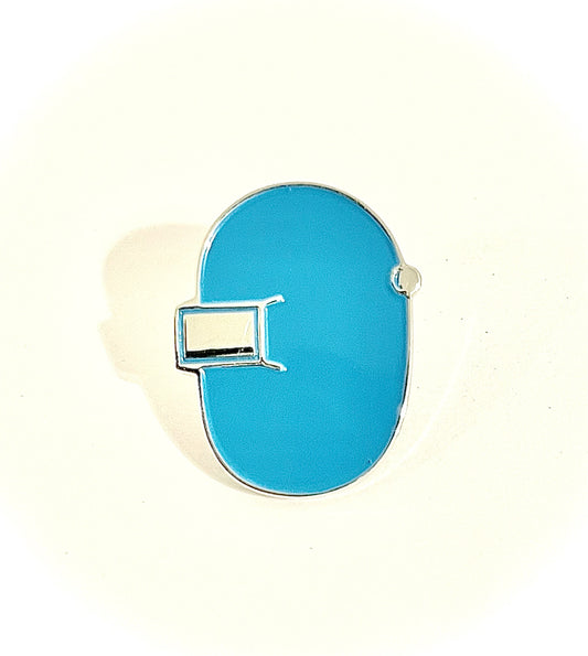 Blue Welding Hood Enamel Pin